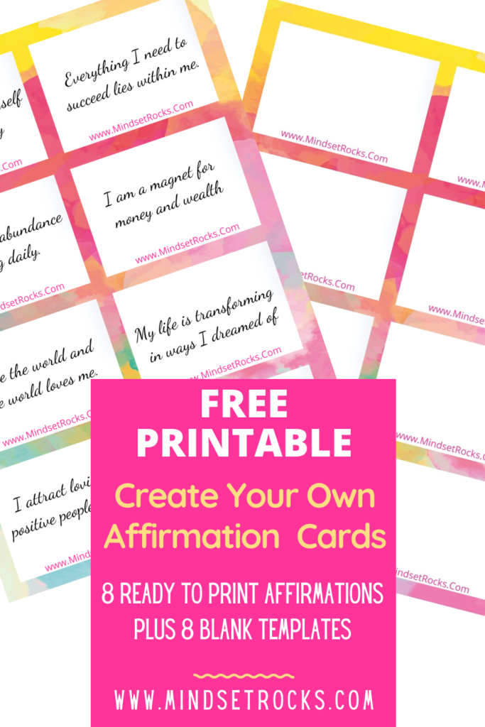 FREE Printable DIY Positive Affirmations Cards - Welcome to Mindset Rocks